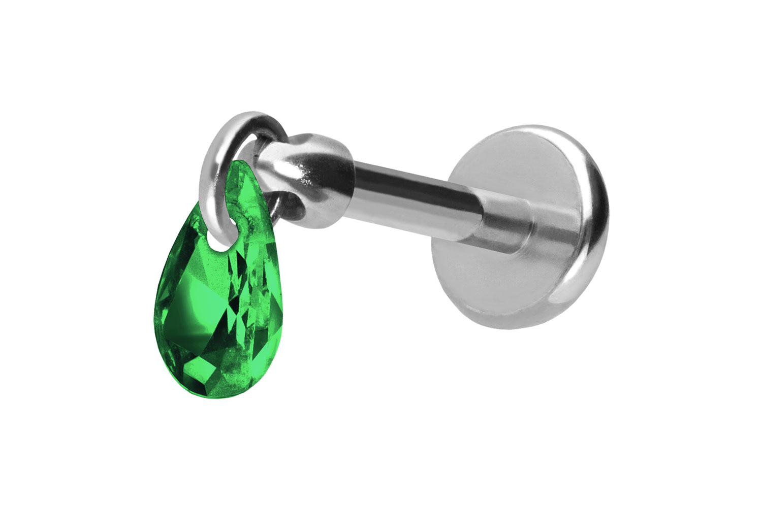 Titan Labret Piercing mit Push Fit KRISTALLTROPFEN